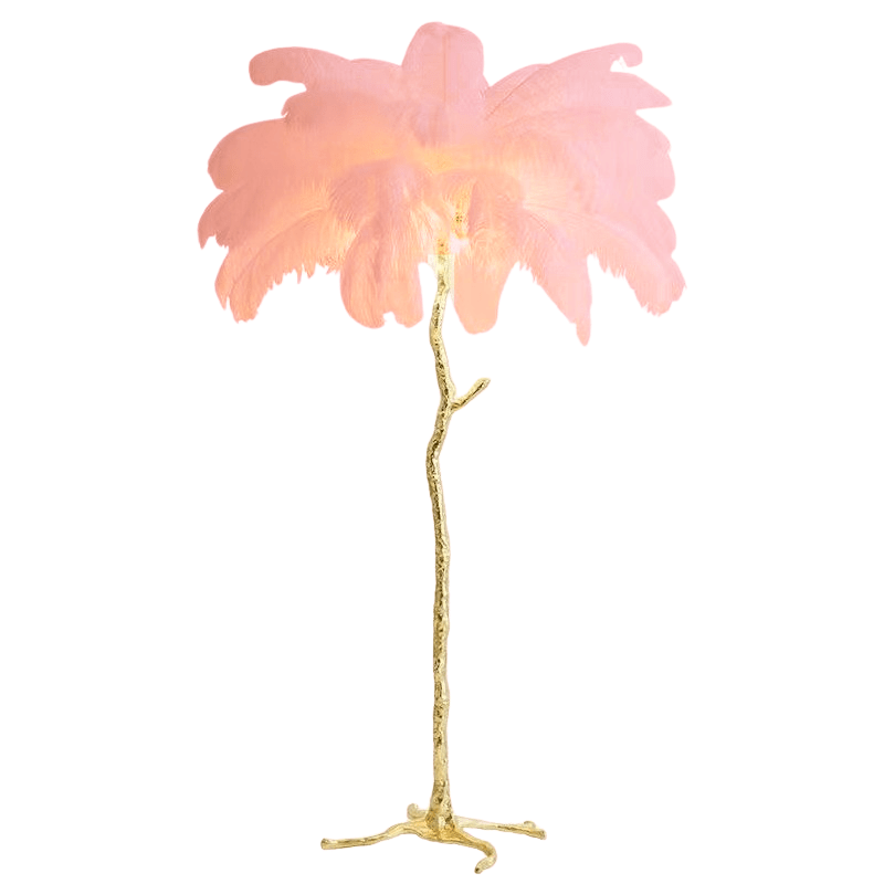 Lampe De Sol Luxueuse – Abat-Jour À Plumes Élégantes