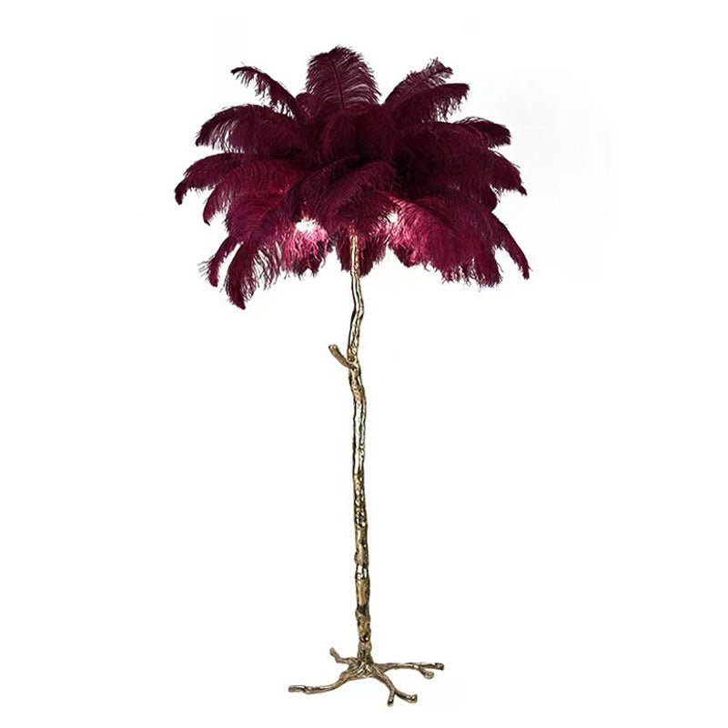 Lampe De Sol Luxueuse – Abat-Jour À Plumes Élégantes
