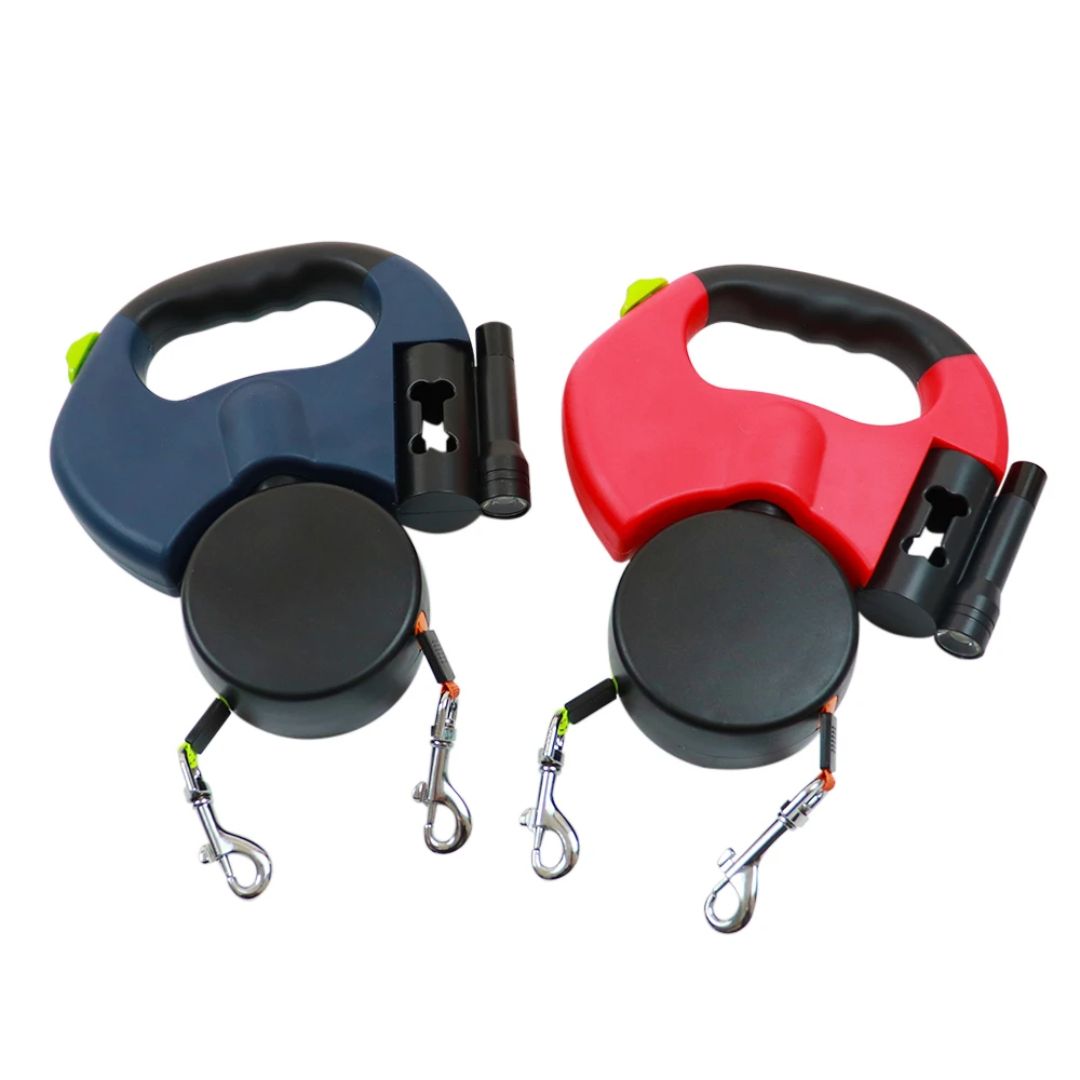 Smycz zwijana dla psów – z lampką LED i dystrybutorem torebek