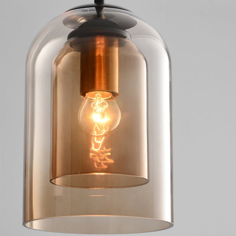 Lampada a sospensione in vetro vintage - Doppia finitura metallica