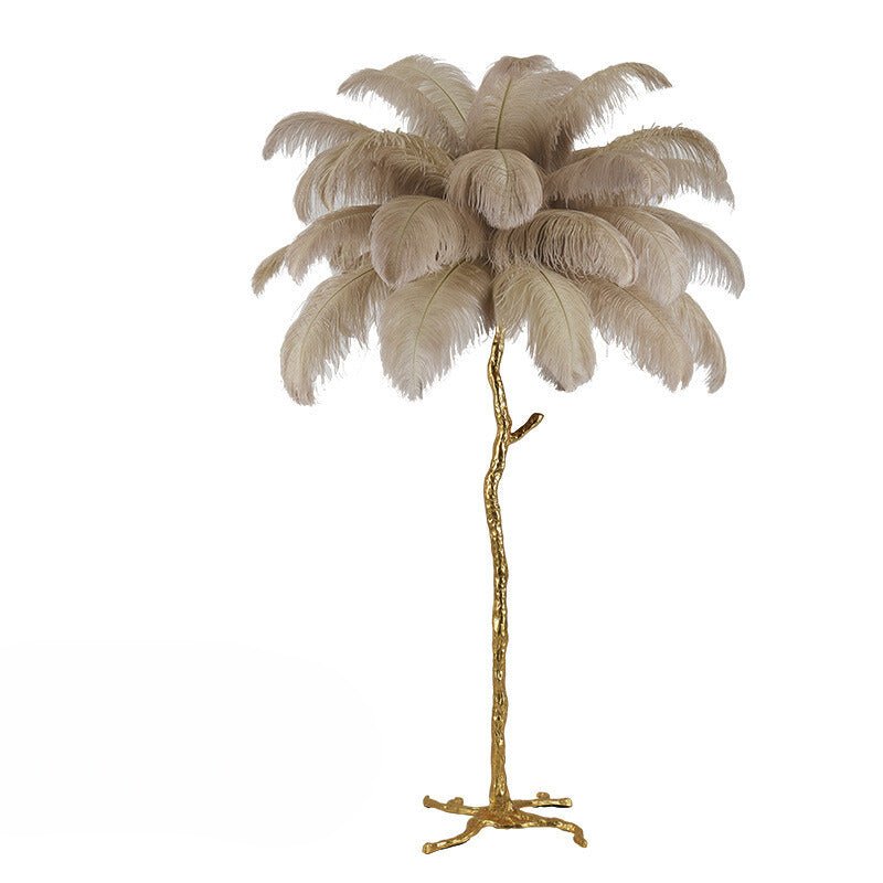 Lampe De Sol Luxueuse – Abat-Jour À Plumes Élégantes