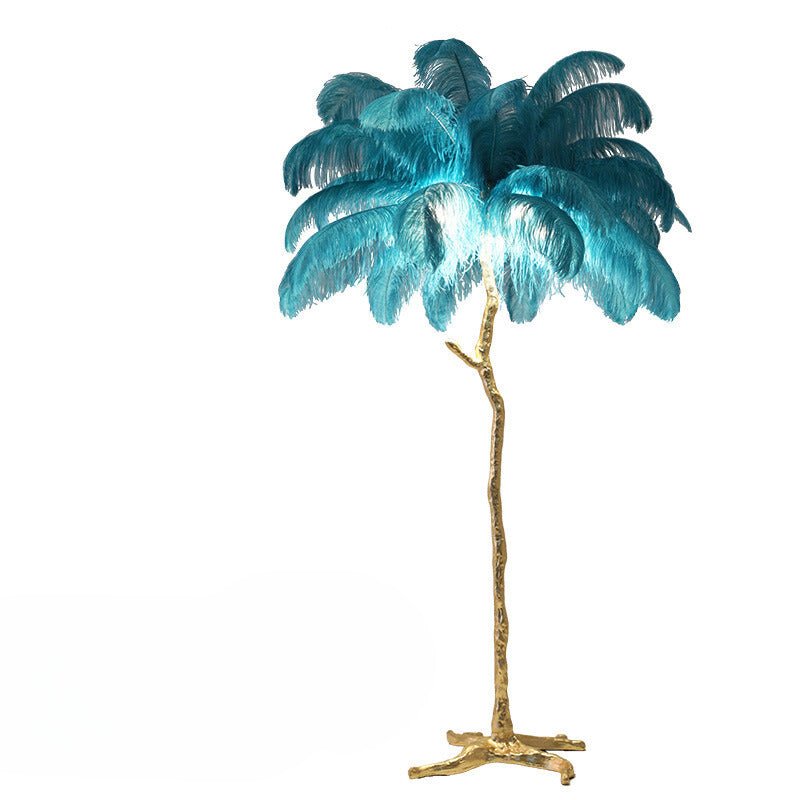 Lampe De Sol Luxueuse – Abat-Jour À Plumes Élégantes