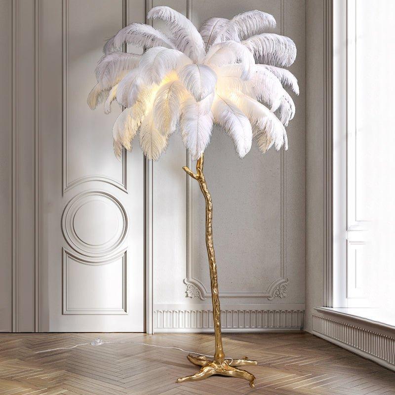 Lampe De Sol Luxueuse – Abat-Jour À Plumes Élégantes
