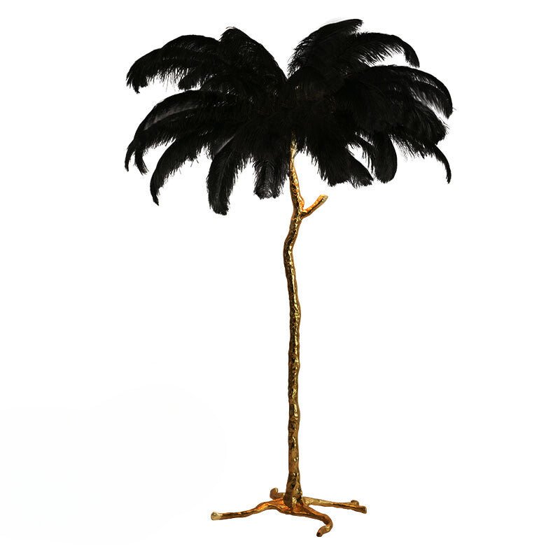 Lampe De Sol Luxueuse – Abat-Jour À Plumes Élégantes