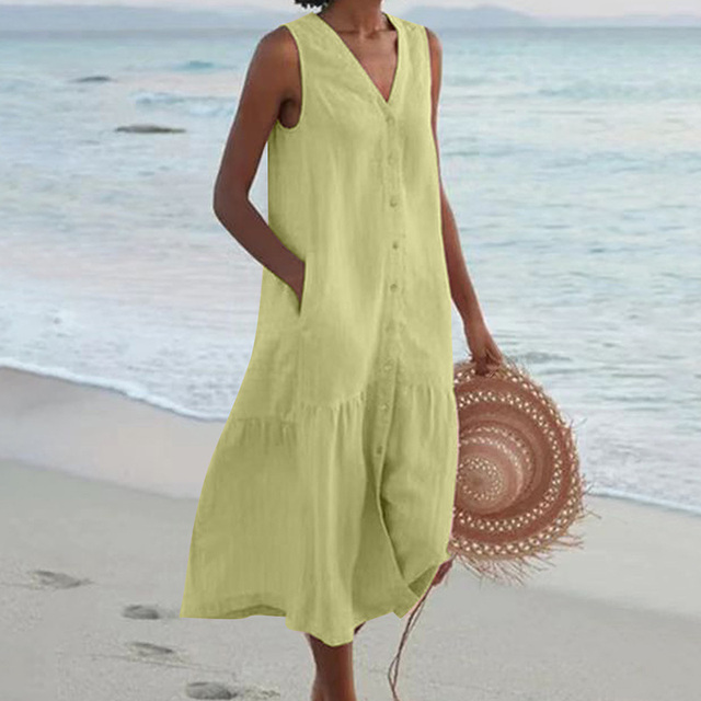 Sandrine | Lichte Zomerjurk – Elegant en V-hals