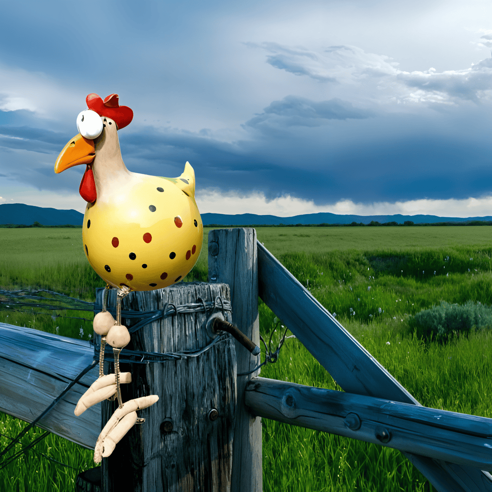 Estatua del gallo de ojos grandes - Decoración original y detalles divertidos