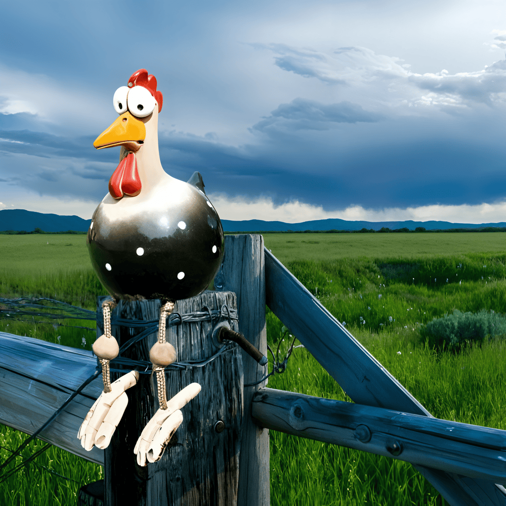 Estatua del gallo de ojos grandes - Decoración original y detalles divertidos