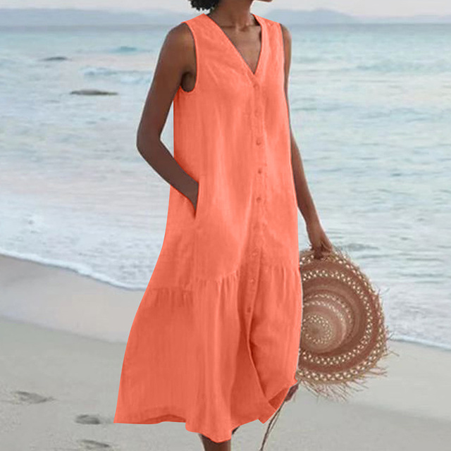 Sandrine | Lichte Zomerjurk – Elegant en V-hals
