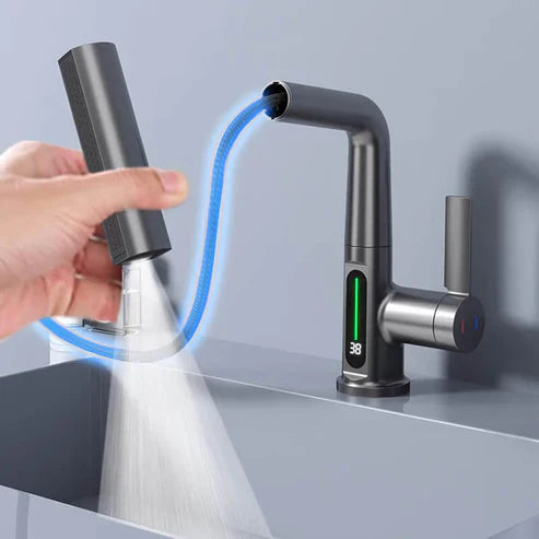 Torneira Flexível Inteligente – Exibição Digital e Temperatura em Tempo Real 