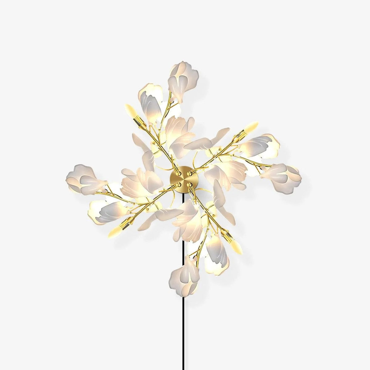 Florale Wandleuchte - Goldene Eleganz & sanftes Licht