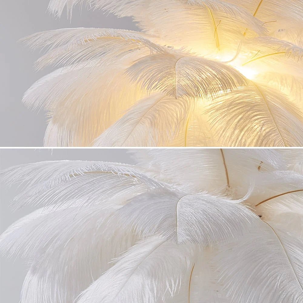 Tischlampe mit goldenen Federn im Art Deco-Stil – Luxuriöse und originelle Dekoration 