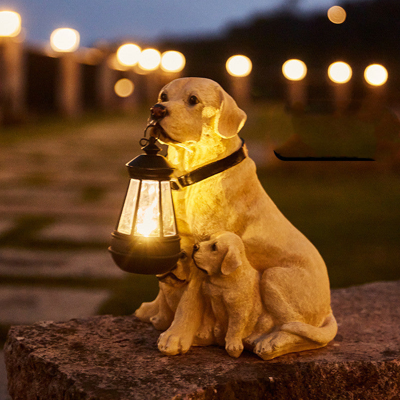Staty av hunden Sol med LED-lampa – Dekoration och ljus 
