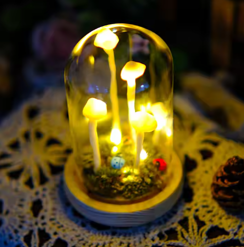 Lâmpada Cogumelo Encantada – Magia Decorativa e Elegância Intemporal 