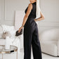 Natacha | Elegant Jumpsuit – Crossed Décolleté and Highlighted Waist 