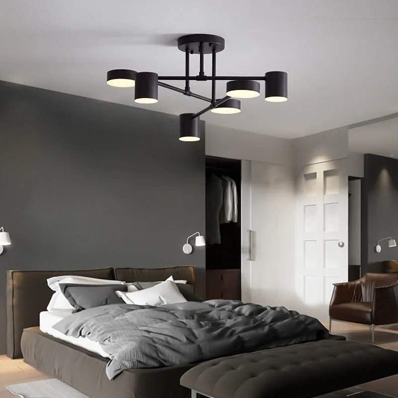 Plafoniera Moderna A 6 Teste LED Orientabili – Illuminazione Versatile E Design Chic 