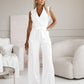 Natacha | Elegant Jumpsuit – Crossed Décolleté and Highlighted Waist 