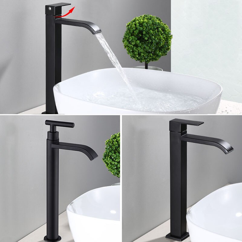 Torneira de Lavabo Elevada – Acabamento Elegante Preto Mate 